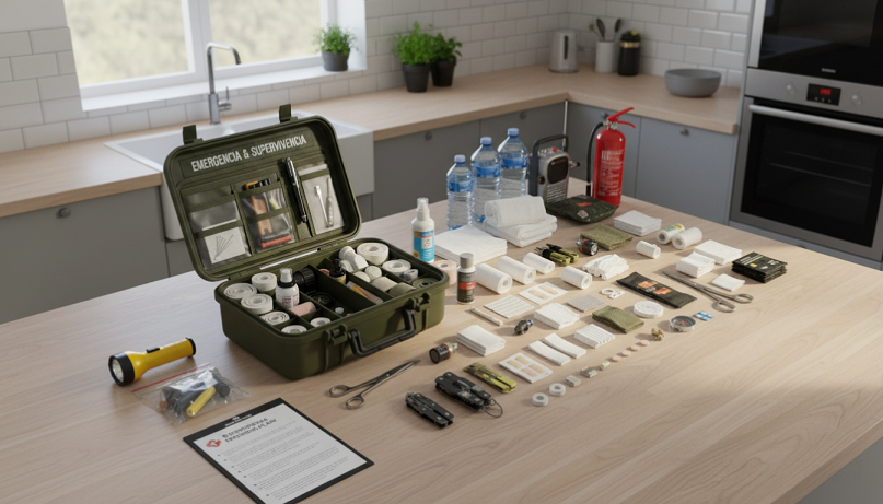 Botiquín de primeros auxilios preparado para emergencia