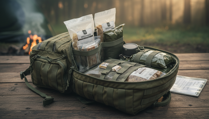 Kit de comida de emergencia listo para usar en una mochila