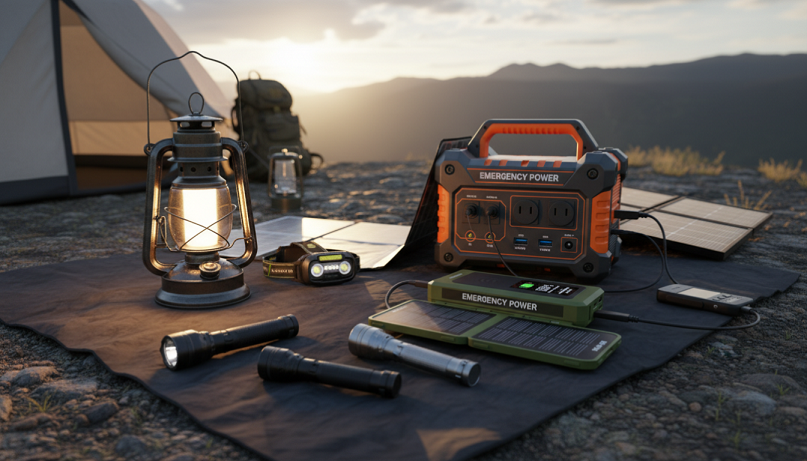 Equipo de iluminación y energía preparado para emergencia